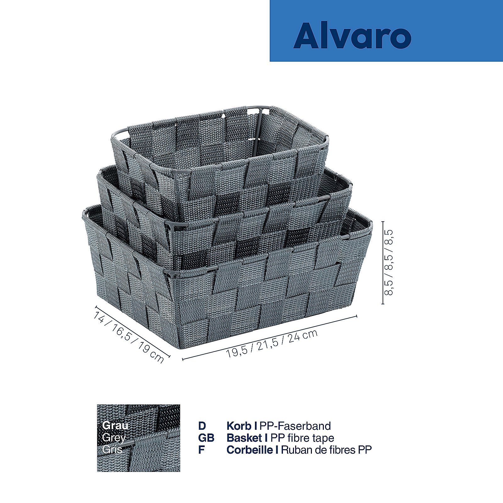 Kela Korb-Set Alvaro grau ALVARO in