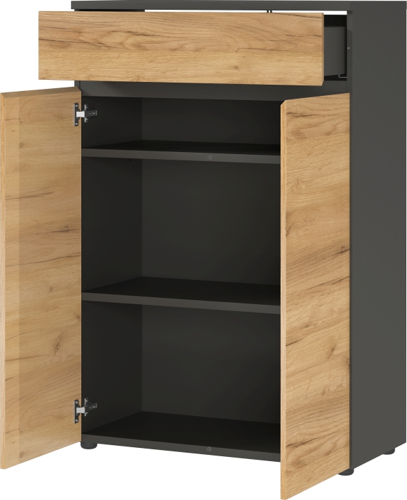 Germania Aktenschrank Lissabon ca. 80 x 120 x 40 cm in graphit/Navarra Eiche Nachbildung
