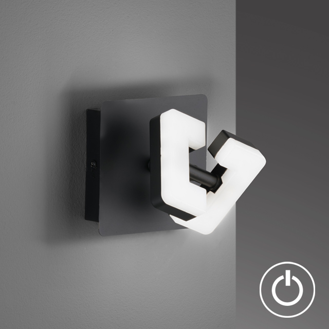 Fischer & Honsel LED-Wandspot RAY in Metall sandschwarz