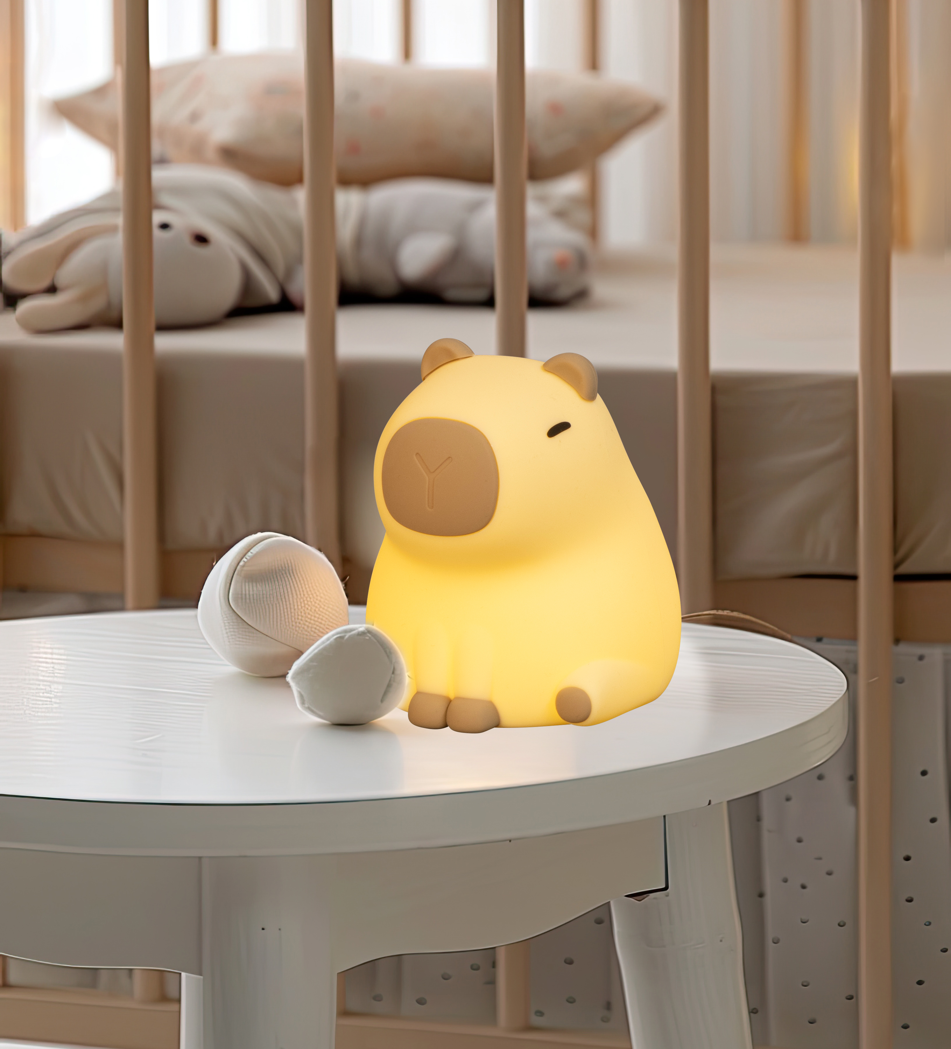 FH Lighting LED-Tischleuchte PIGGY in Silikon braun, Moebel, Krippe, Bett für Säuglinge, Dekoration für Zuhause, Kopfkissen
