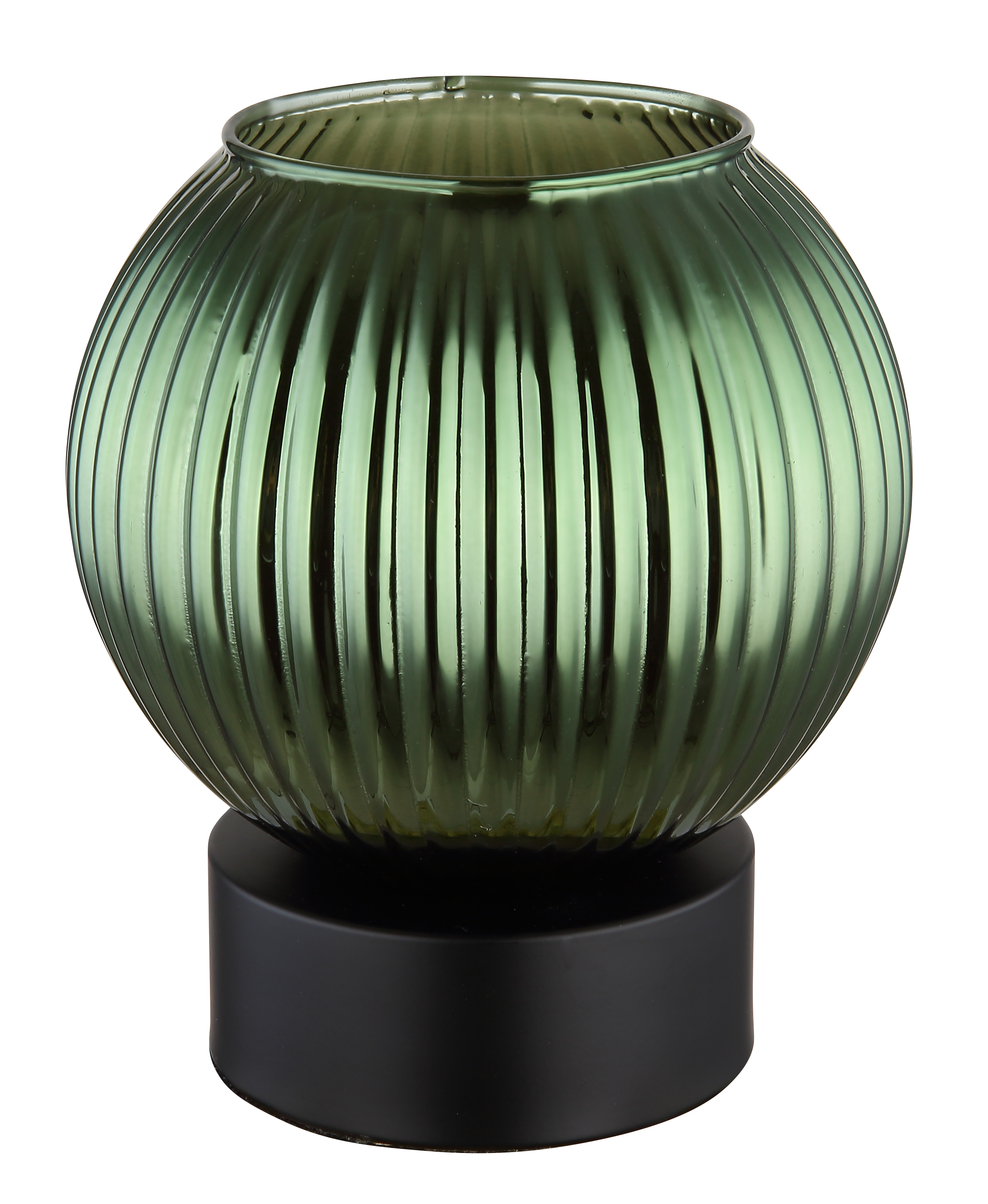 Tischleuchte  Durchm: ca.15 cm in Metall schwarz matt/Glas grün