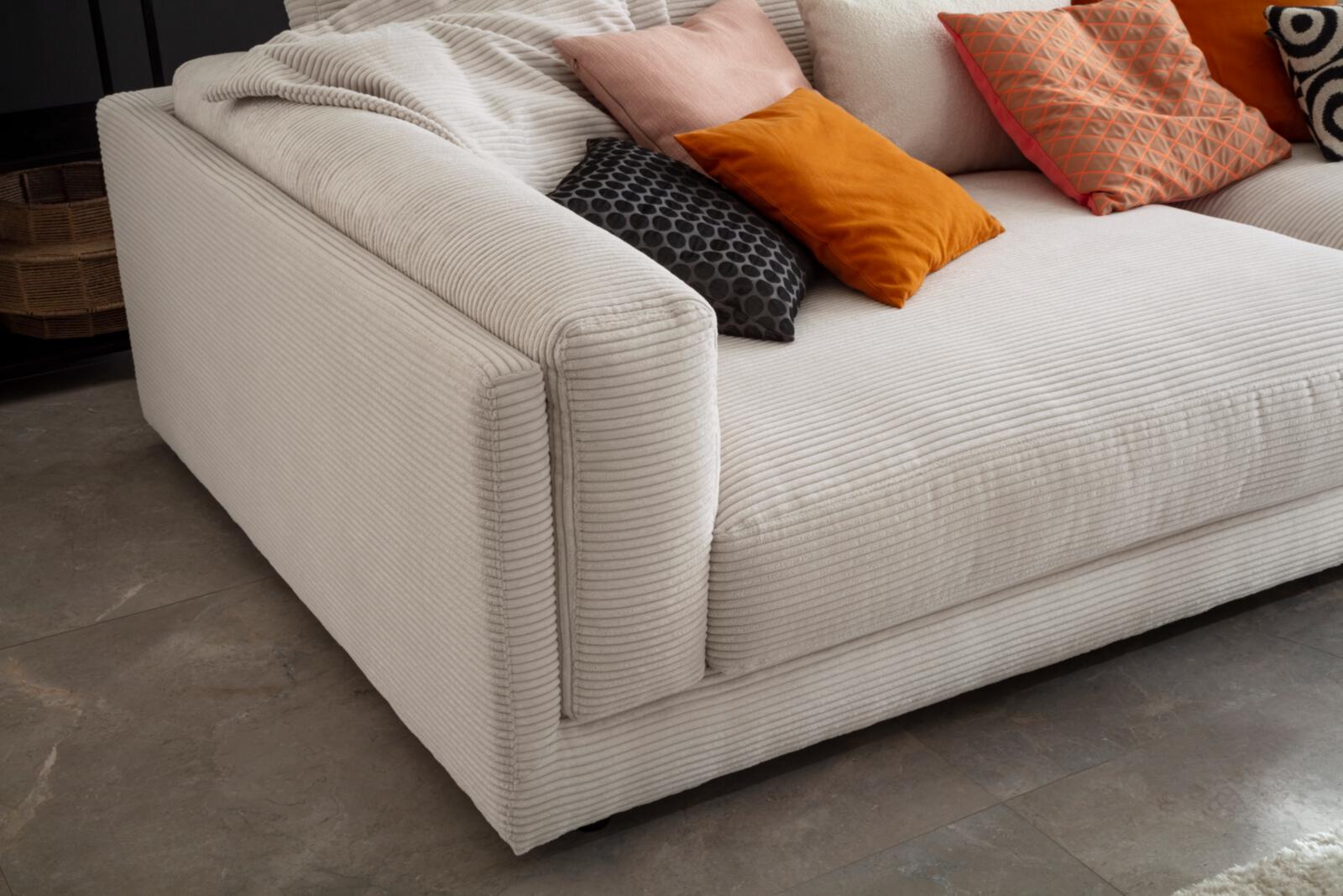 Candy Sofa 3-Sitzig KING SIZE ca. 294x150cm in Stoff Cord snow, Kissen, Dekoration für Zuhause, Mobiliar, Couch, Kopfkissen