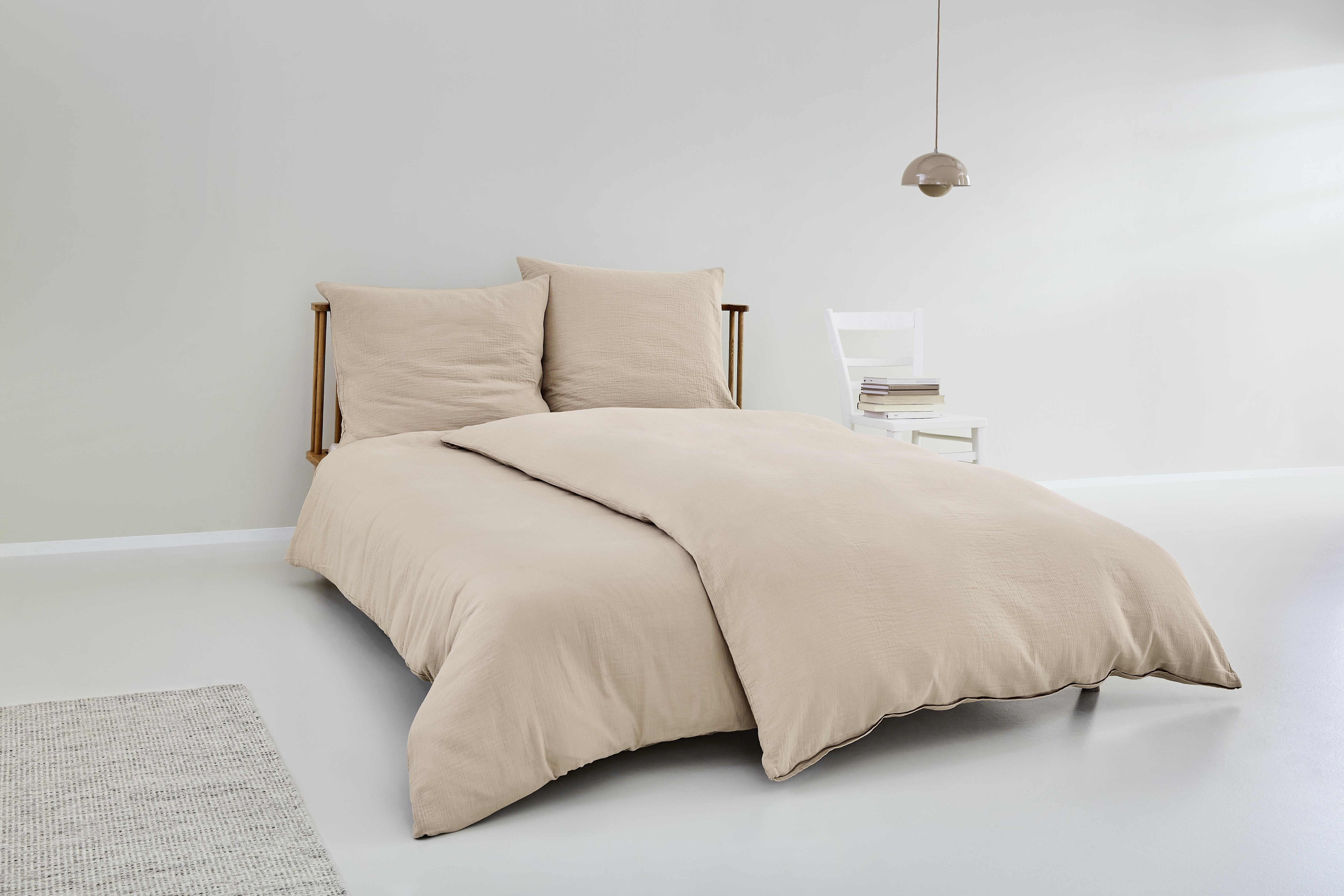 s.Oliver Uni-Musselinbettwäsche 135x200cm in Farbe beige