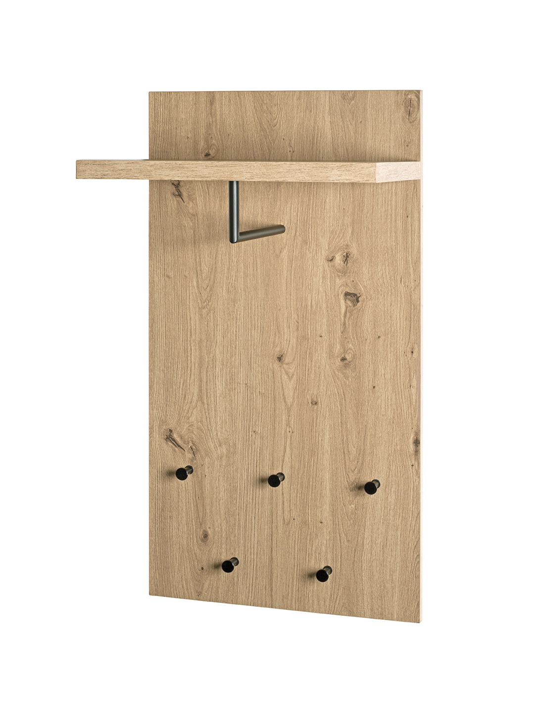 Haku Möbel Wandgarderobe ca. B48 H90 T31 cm in MDF Dekor Eiche hell mit, Holz, Briefkasten, Sperrholz, Mobiliar