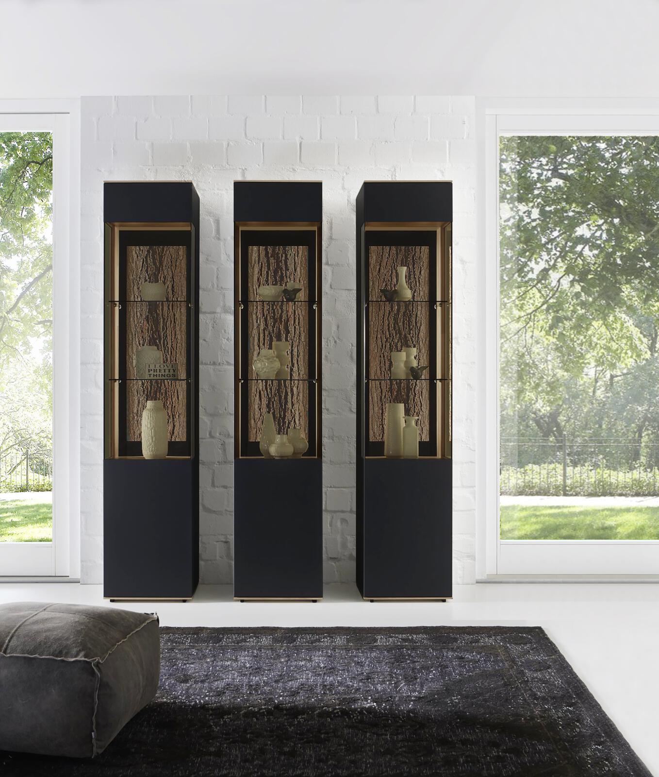 Hartmann Standelement Runa, ca. 43 x 205 x 44 cm in Korpus verkleidet Metall anthrazit mit Rinde Applikation