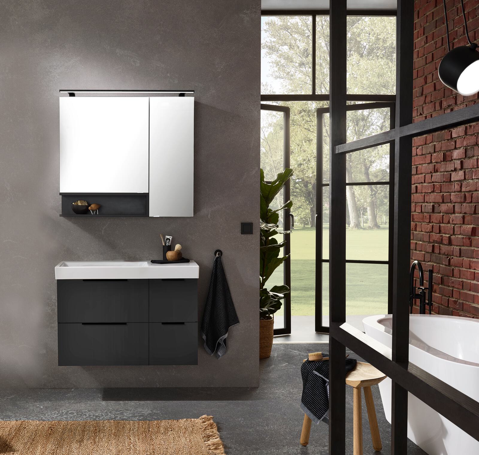Badkombination C!MANO mit Front/Korpus in Cosmos grey matt
