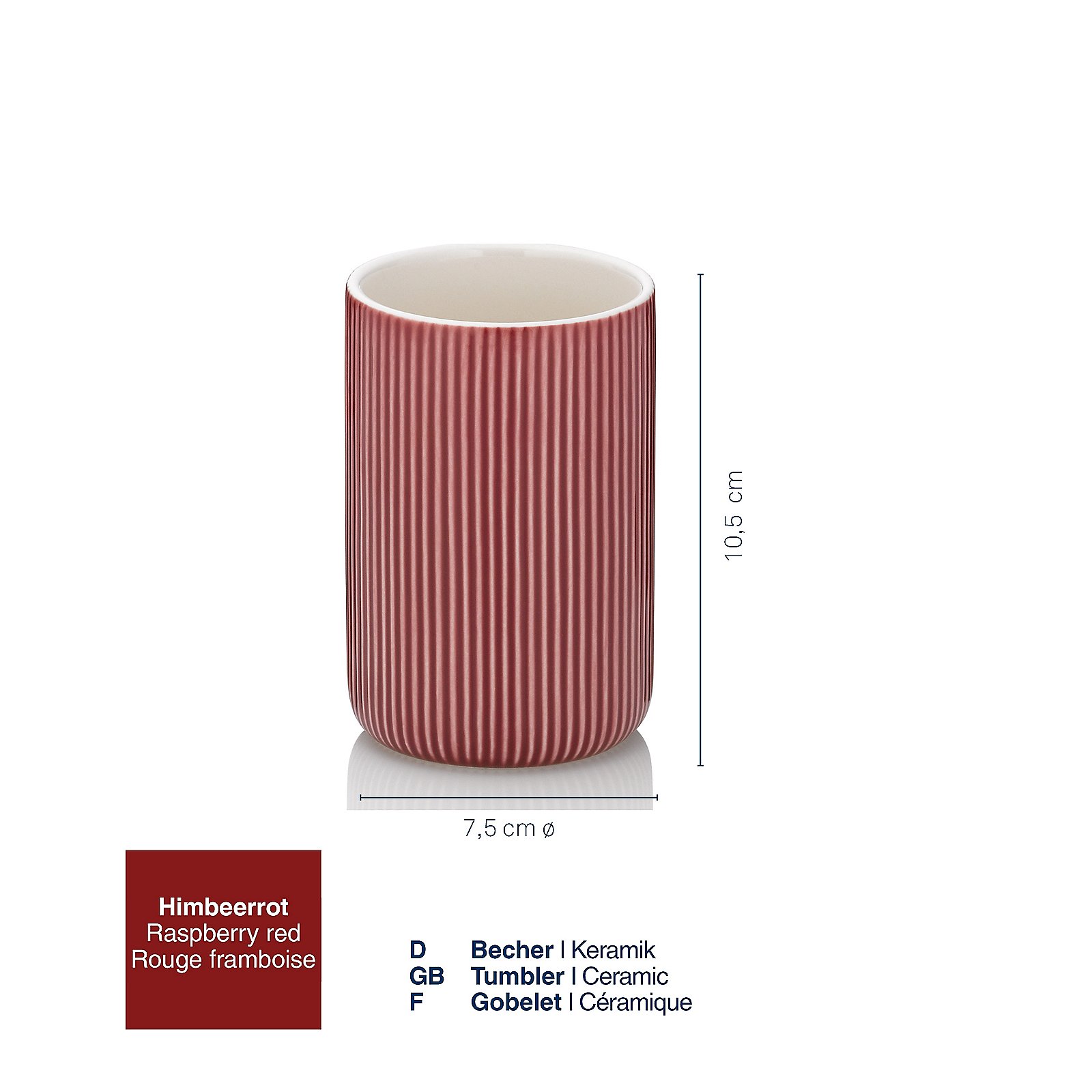 Kela  Becher AVA in Farbe himbeerrot, Kunst, Porzellan, Töpferei, Tasse, Zylinder
