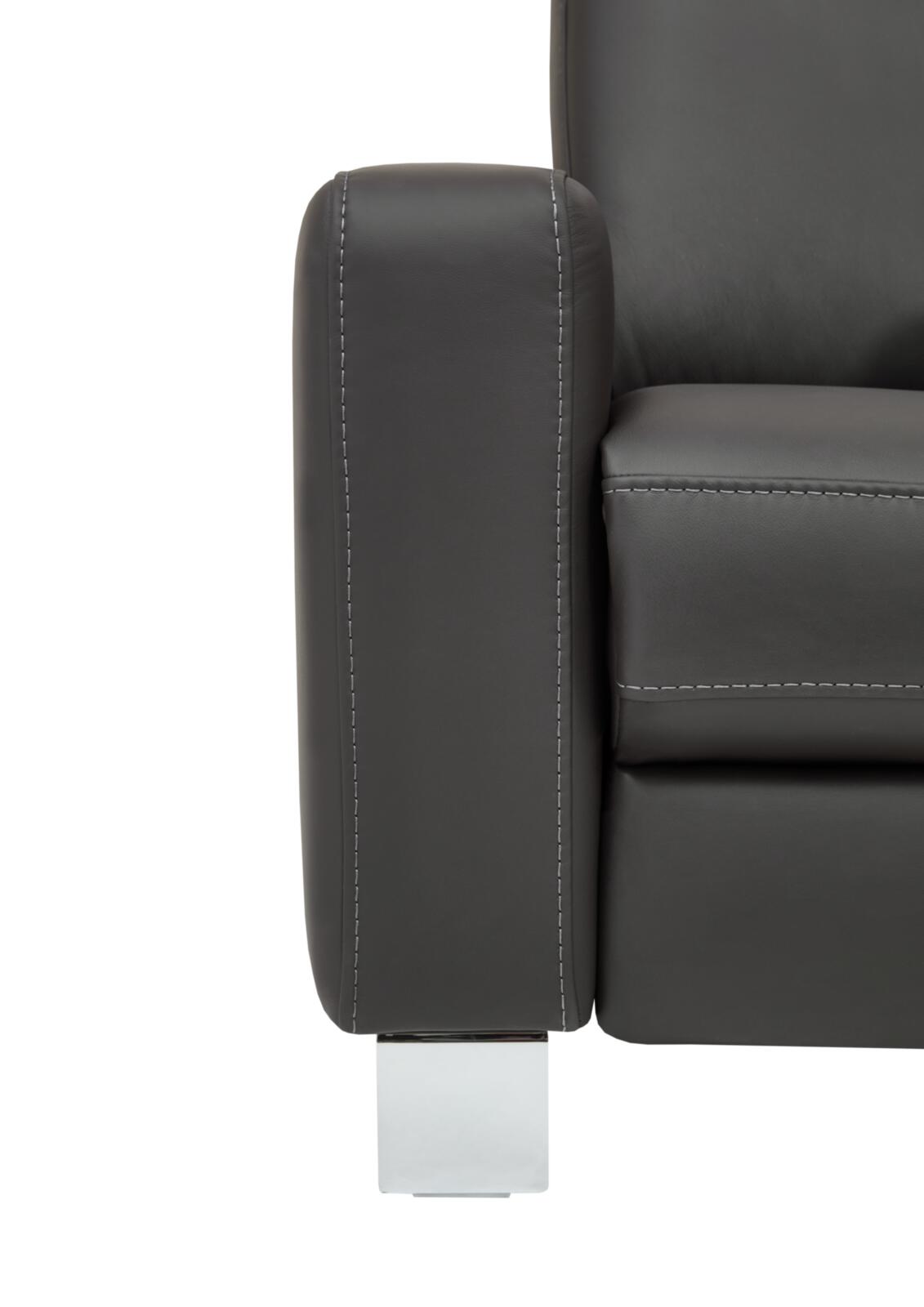 Hukla Sofa 3-sitzig VS-HU1064 Breite ca. 218cm in Leder Torro anthrazit, Moebel, Stuhl, Kissen, Dekoration für Zuhause