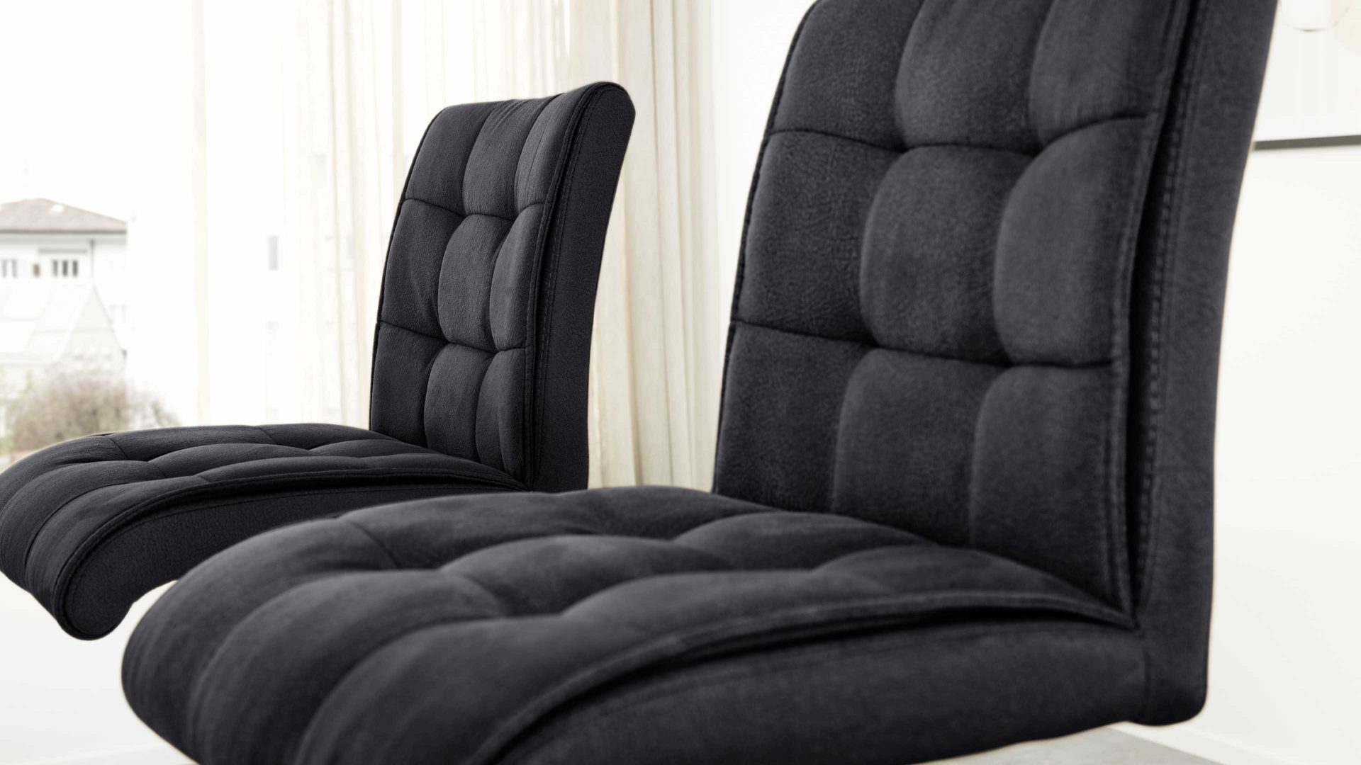 Interliving Barstuhl 2er-Set 5104 ca. 54x112x54cm in carbonschwarz, Kissen, Dekoration für Zuhause, Mobiliar