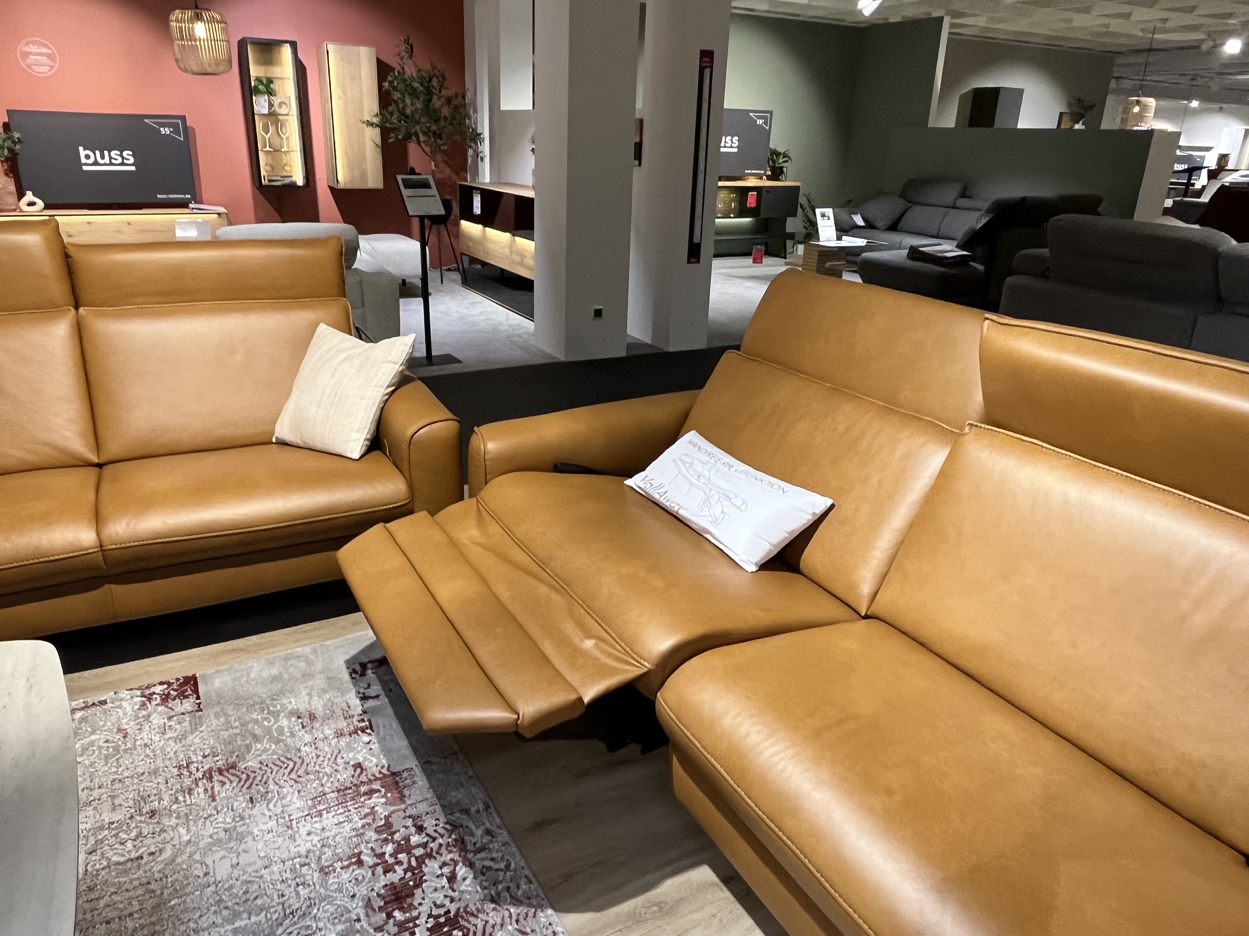 Interliving Garnitur INTERLIVING 4061 in Leder Cloudy saddle, Moebel, Lounge, Couch, Pflanze, Lampe