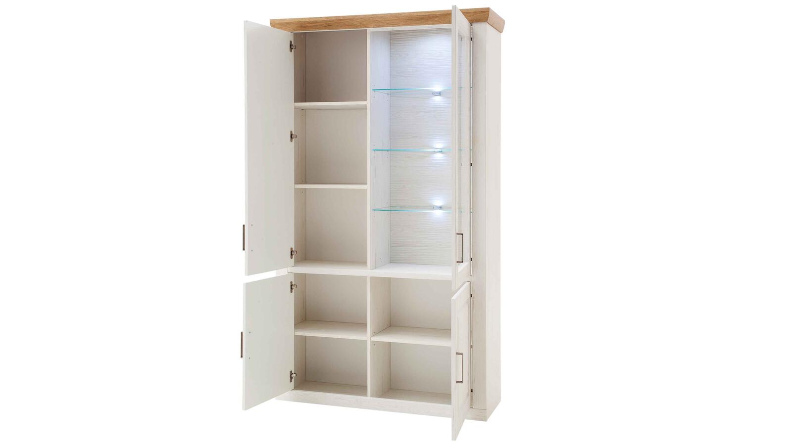 MCA Furniture Kombi-Vitrine Brixen, ca. 118 x 210 x 40 cm in Pinie Aurelio Nachbildung/Absetzung Grandson Oak Nachbildung