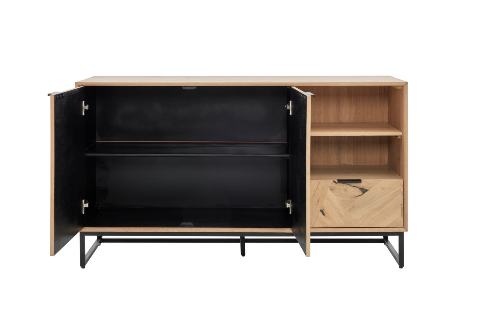 Roomio Sideboard NO. 2002 in Eiche Echtholzfurnier natur / Front Patchwork-Design