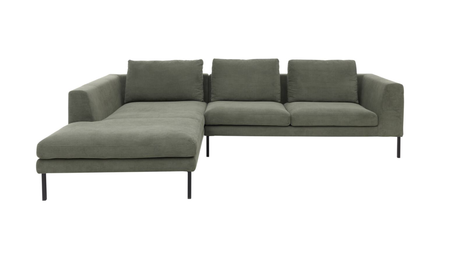 Roomio Eckkombination NO. 4101 ca. 201x301cm in Stoff Feincord olive
