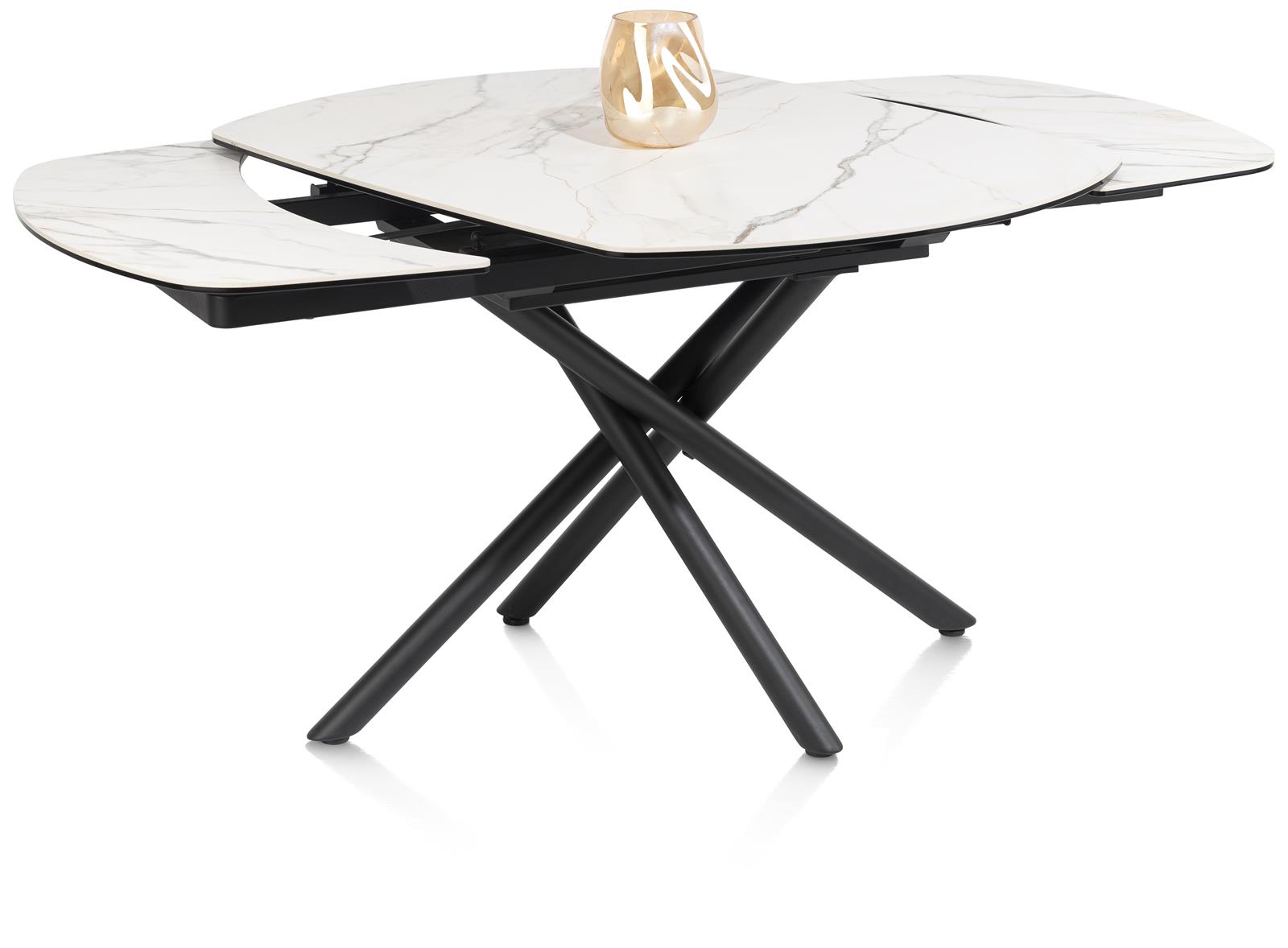 Henders & Hazel Ausziehtisch PRESTON ca. B90 H78 T120 cm in Keramik auf Glas weiß