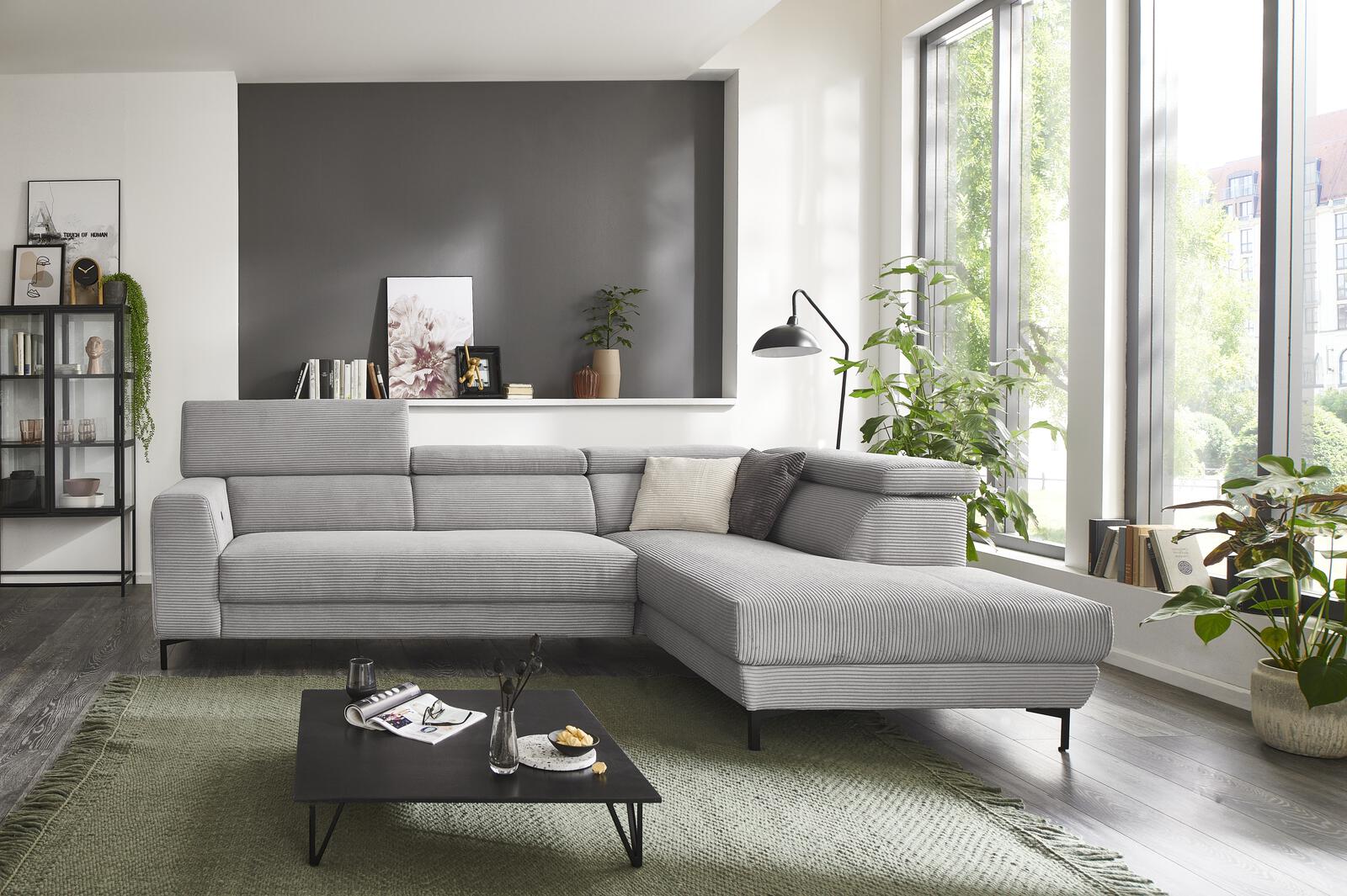 Polsterecke 7539 ca. 293x201cm in Stoff grau