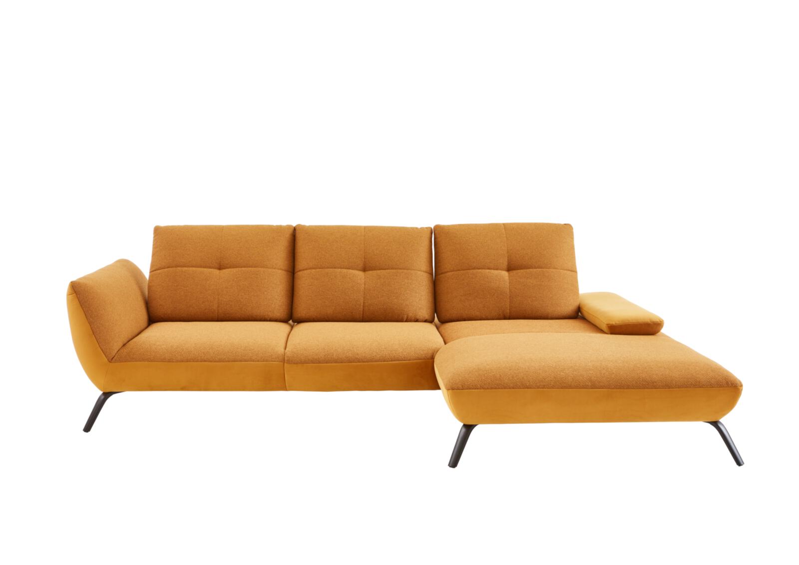 Poco Wohnlanschaft Dover XC ca. 301 x 191 cm in Sitz Stoff Portofino Mustard/Korpus Stoff Riviera gold, Couch, Mobiliar, Kissen, Dekoration für Zuhause