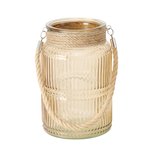 Boltze Windlicht Sunio H: 21 cm SUNIO in Glas lackiert/Jute
