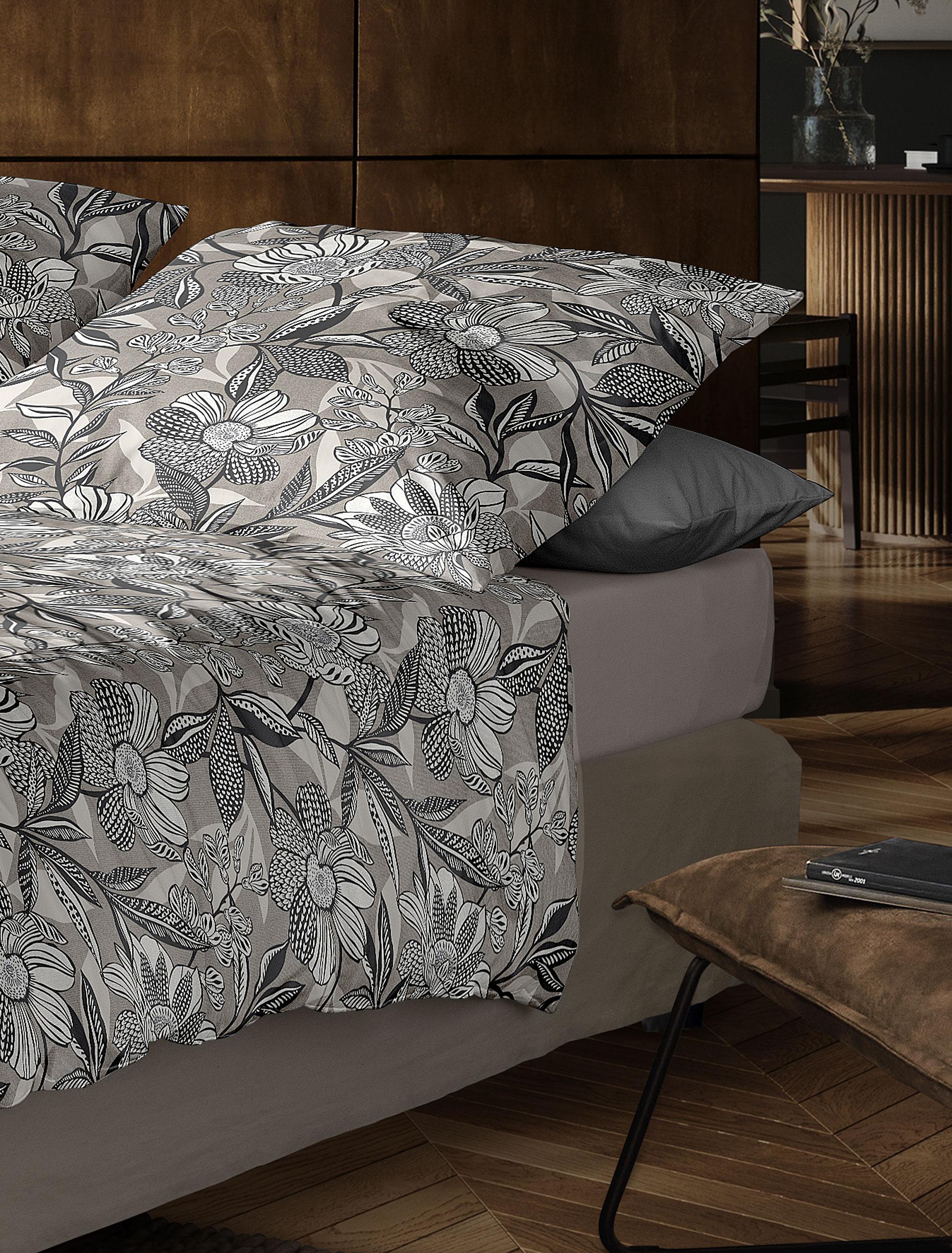 Irisette Mako-Satin Bettwäsche WAVE ca. 135x200cm in Farbe natur, Innenarchitektur, Mobiliar, Kissen, Bett, Bettlaken