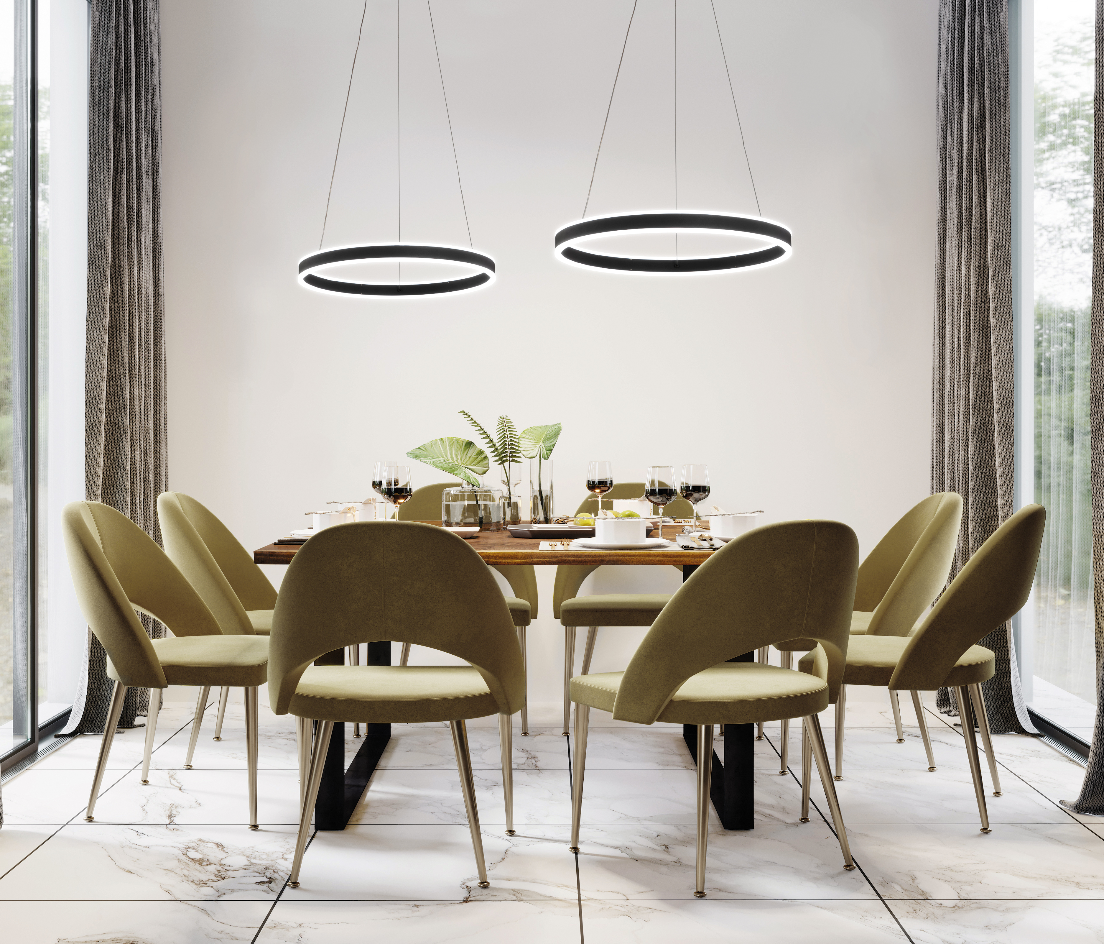 Fischer & Honsel LED-Pendelleuchte SIRKO , D60 cm in Metall sandschwarz, Acryl weiß