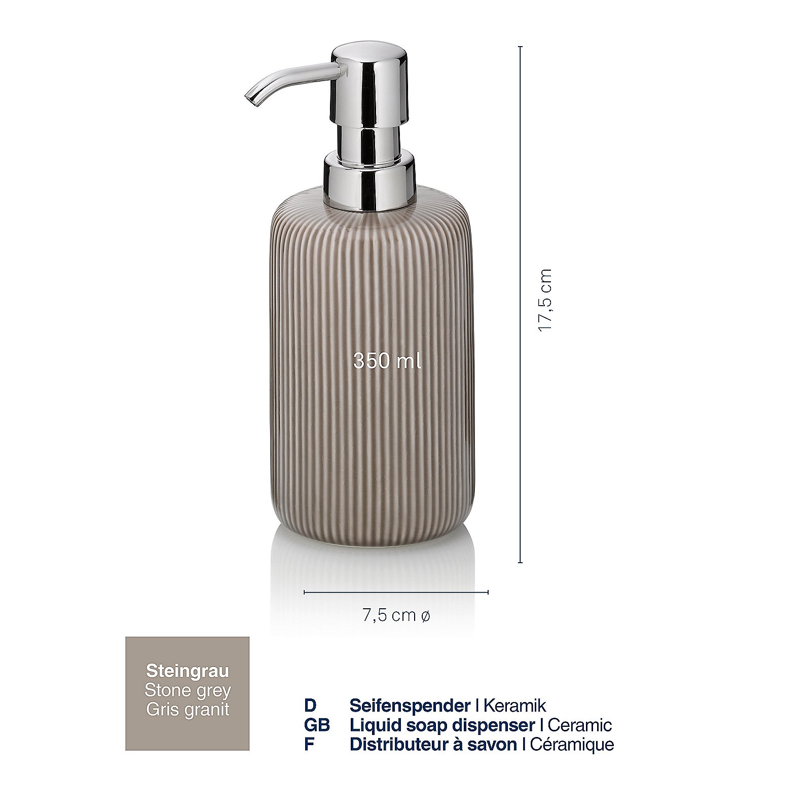Kela Seifenspender Ava steingrau AVA in , Flasche, Sinken, Waschbeckenhahn, Lotion