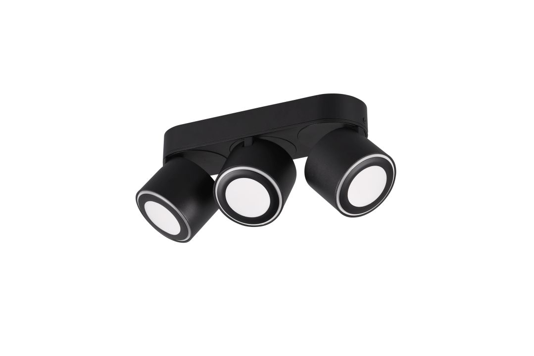 Trio LED-Deckenleuchte TAURUS 3-flammig in Farbe schwarz matt