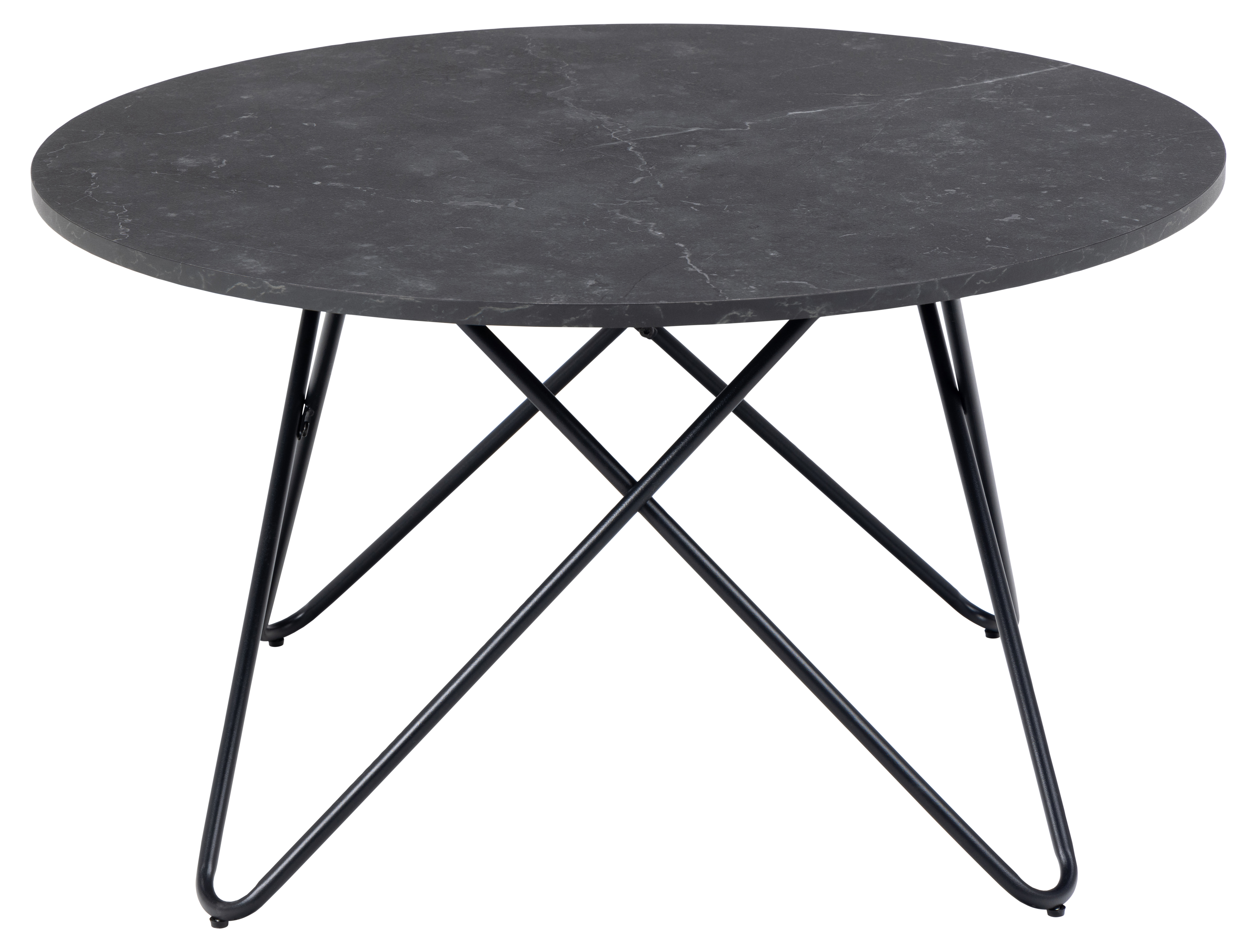 Actona Couchtisch WYRE Ø ca. 80cm in Marmor Izmir schwarz/schwarz matt