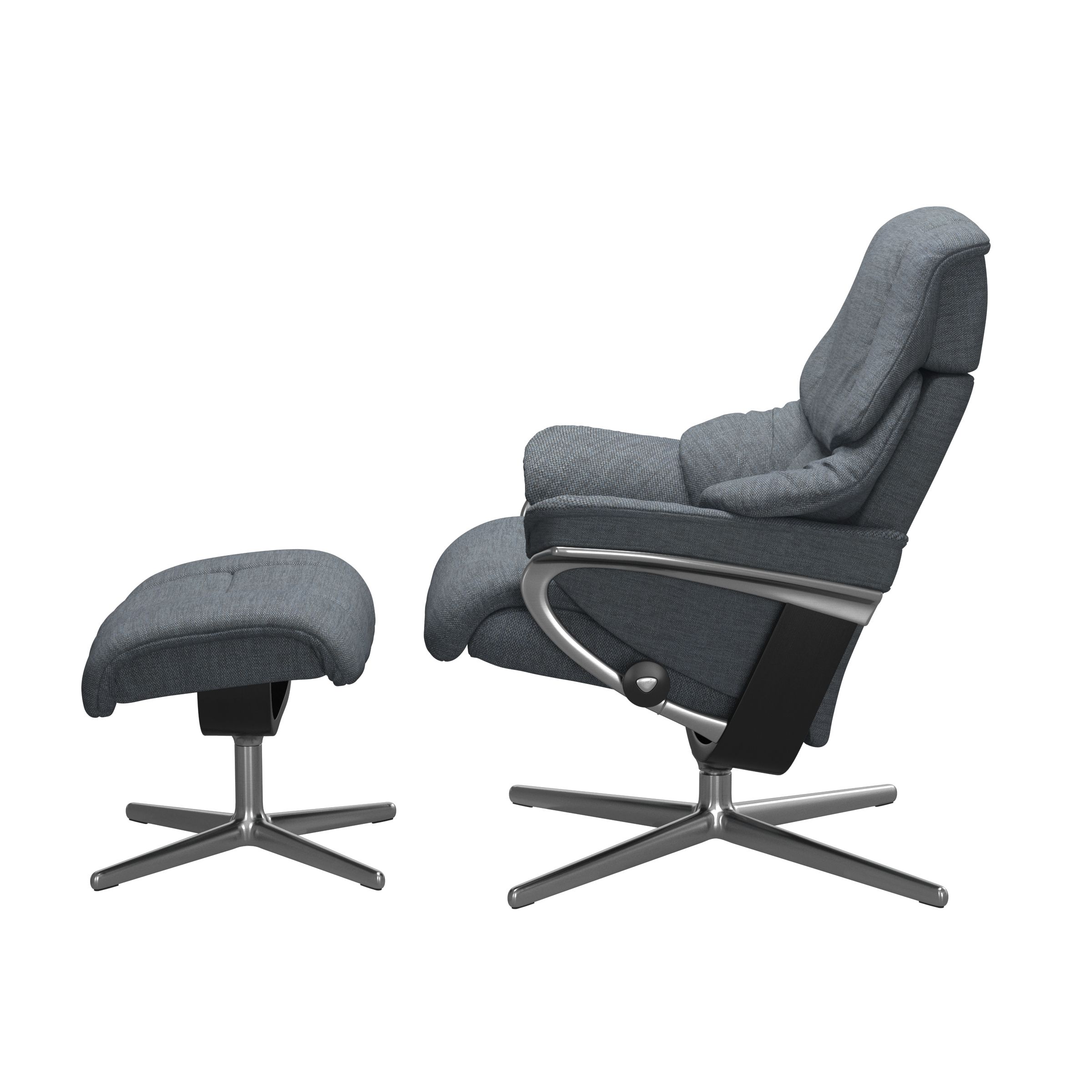 Stressless Sessel mit Hocker Reno Cross (M) in Stoff Daisy blue