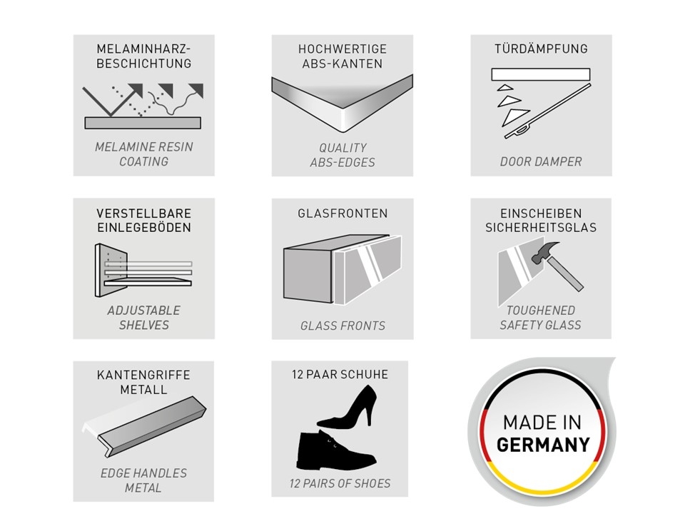Germania Schuhbank GW-Genova in Farbe Graphit/Silbergrau