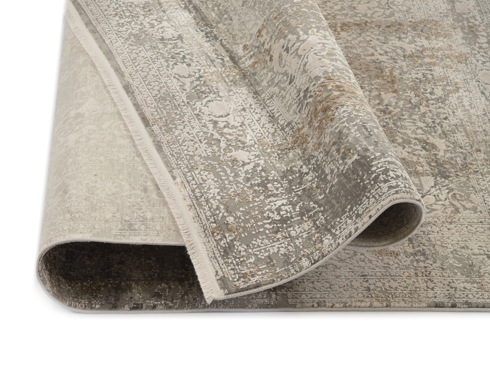 OCI Webteppich Ø ca. 160cm in Farbe grau-gold