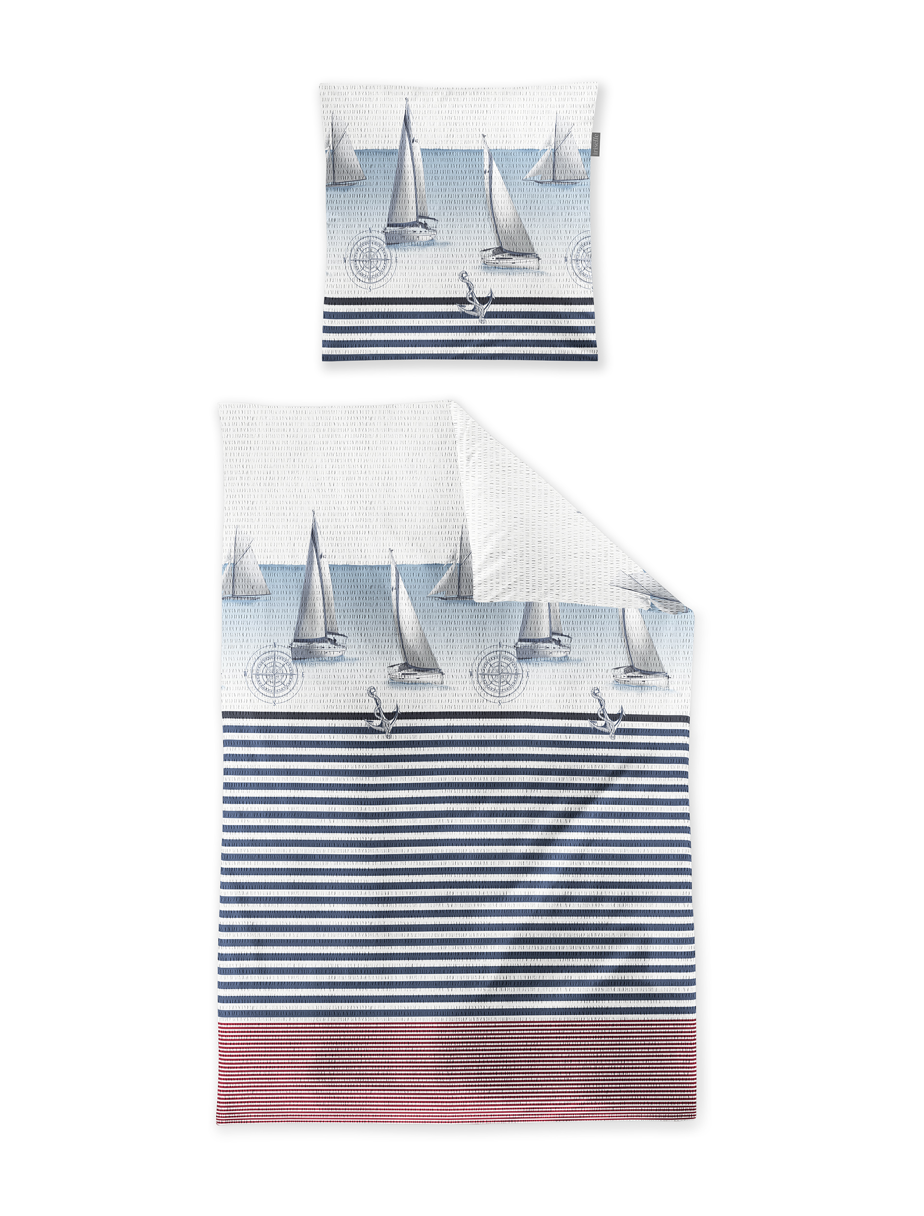 irisette Seersucker Bettwäsche EASY in Farbe ca. 135x200cm, Boot, Segelboot, Dekoration für Zuhause, Leinen, Serviette