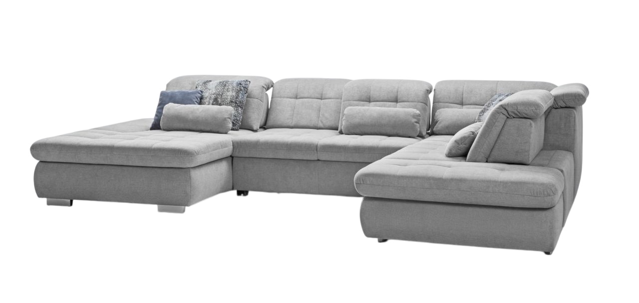 Wohnlandschaft VS-XP-MP1065 ca. 382x260cm in Stoff Belle silver