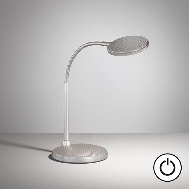 Fischer & Honsel LED-Tischleuchte WORK 1-flammig in Farbe Kunststoff silberfarbig, Lampe, Tischlampe, Lampenschirm