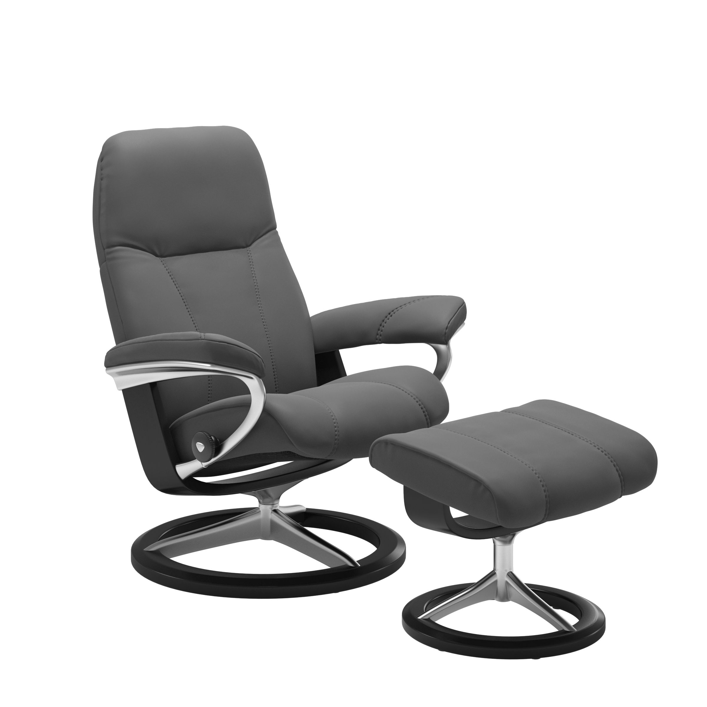 Stressless Sessel mit Hocker CONSUL SIGNATURE (M) in Leder Batick grey