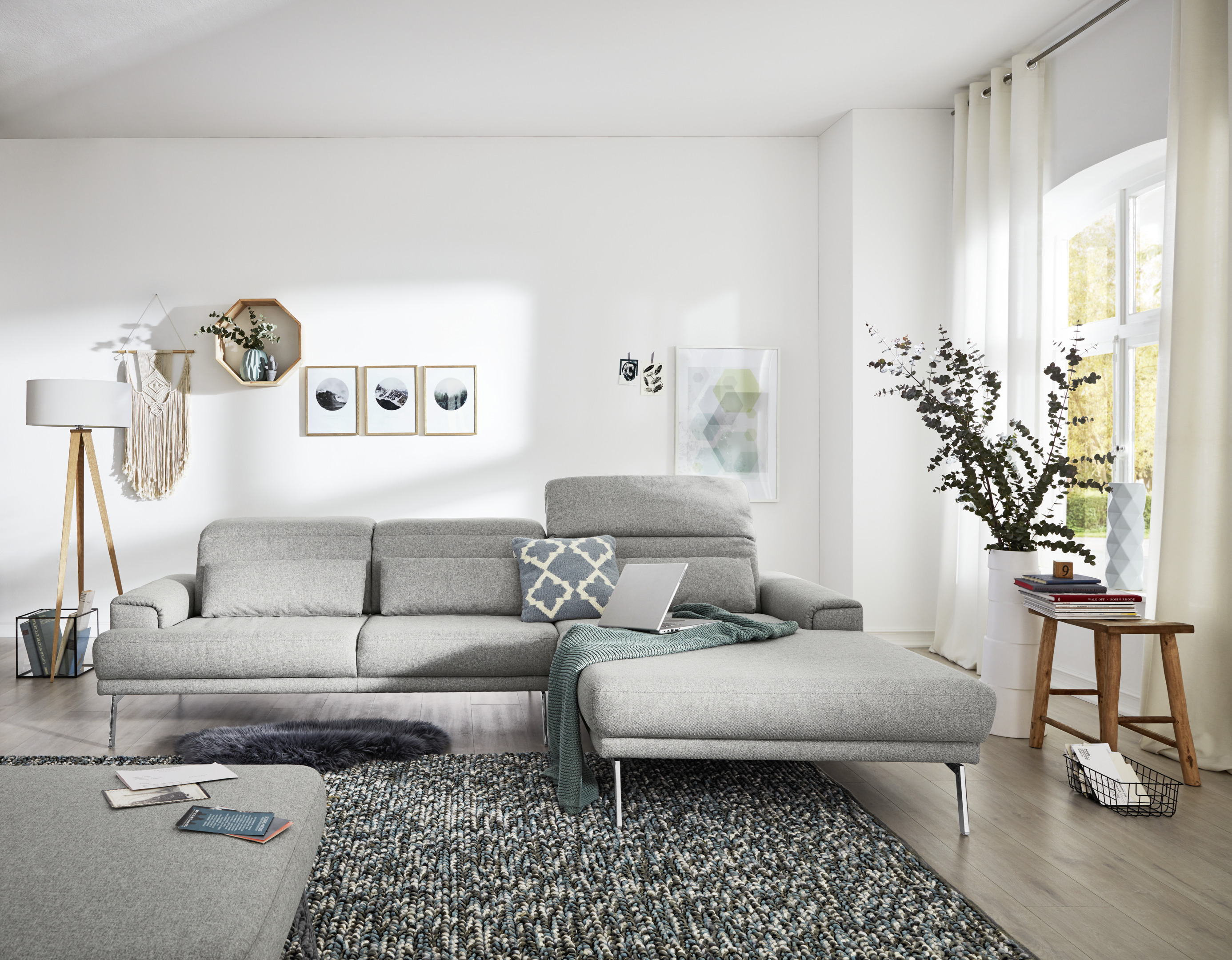 Musterring Polsterecke MR 4580 in Stoff Mono light grey