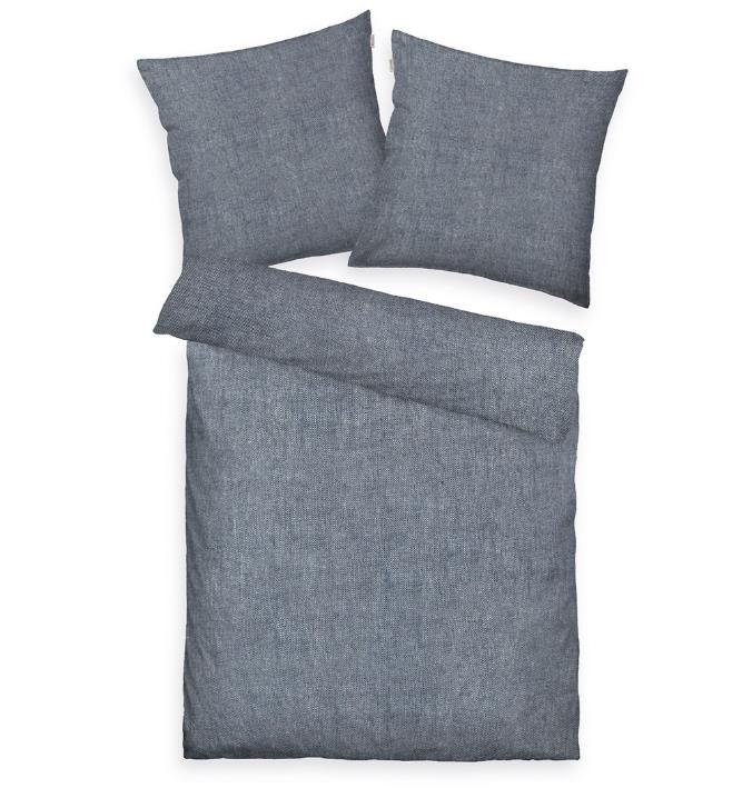 Tom Tailor Bettwäsche Melange Tom Tailor  ca. 155x220cm in ca.80x80/155x220 cm soft Navy, Kissen, Dekoration für Zuhause, Leinen, Hosen