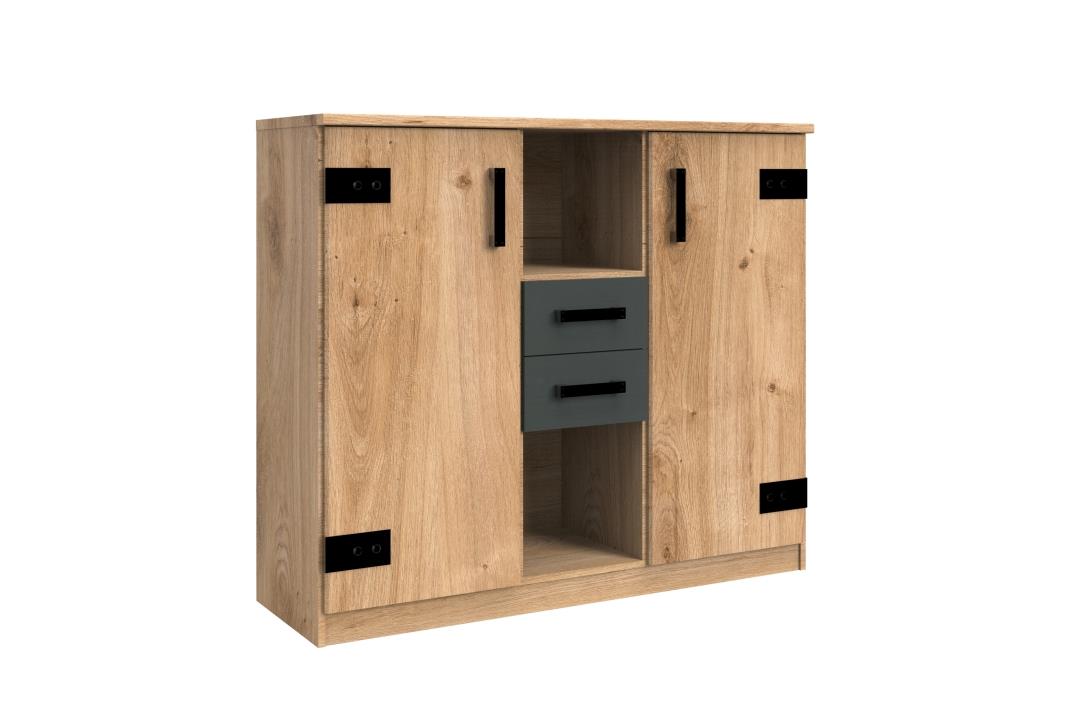 Wimex Highboard Liverpool, ca. 124 x 105 x 41 cm in Plankeneiche Nachbildung/graphit