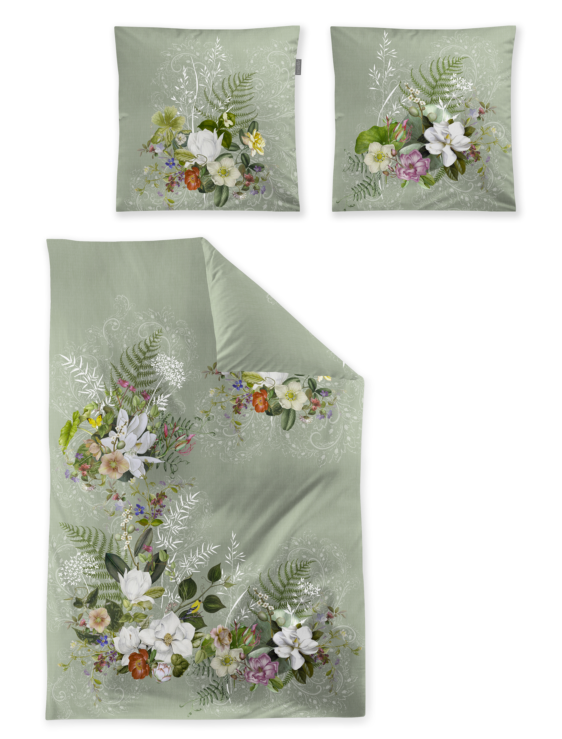 irisette Mako-Satin Bettwäsche WAVE in Farbe ca. 155x220cm, Blumen-Arrangement, Blumenstrauß, Kissen, Muster, Florales Design