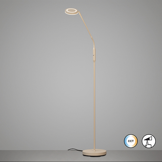Fischer & Honsel LED-Stehleuchte SORENTO 1-flammig in Farbe Metall sandfarbig/Acrylglas weiß satiniert, Lampe