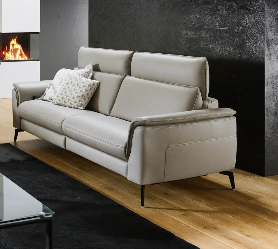 Hukla Sofa 3-sitzig HU-RL24088 in Leder Vivre pearl