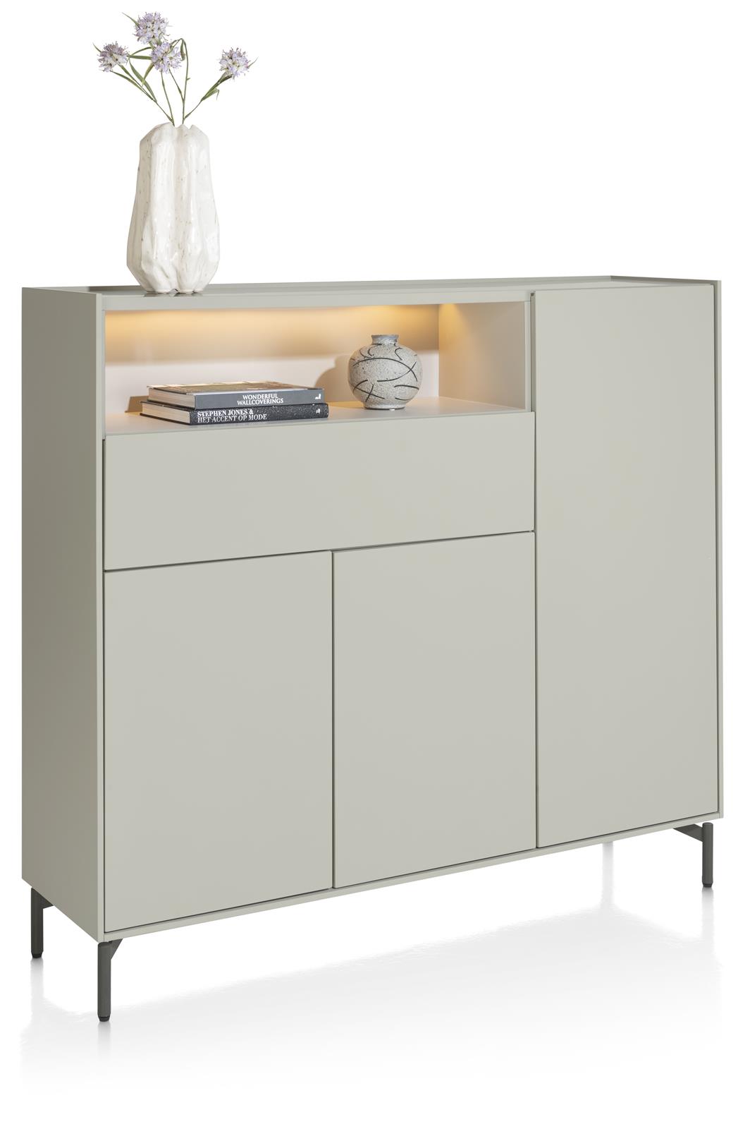 XOOON Highboard NOON ca. B148 H135 T42 cm in silk grey