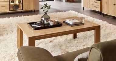 RMW Couchtisch Viva, ca. 118 x 45 x 73 cm in Asteiche massiv mit Holzplatte