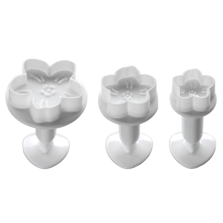 Kaiser Fondant Blumen Ausstercher-Set 3-teilig Weiß Pink