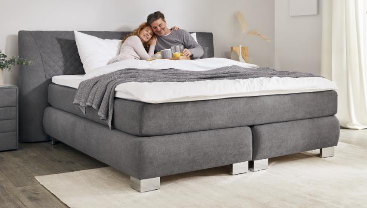 Oschmann Comfortbetten Boxspringbett OC_BX24155 in **Stoff Nele grau 432003 Pg.04, Moebel, Bett, Decke