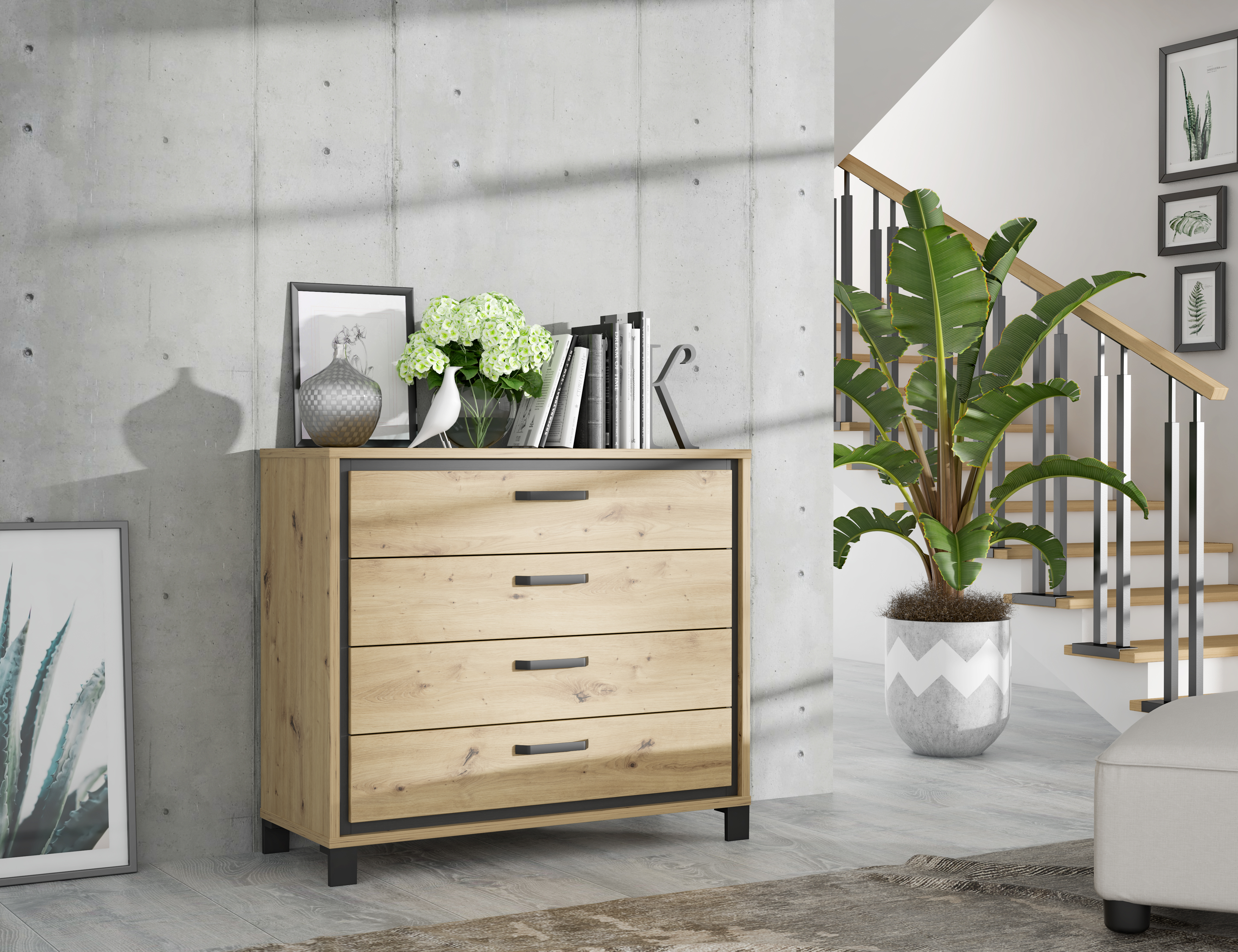 Forte Kommode Trondheim in Artisan Eiche /schwarz Eiche