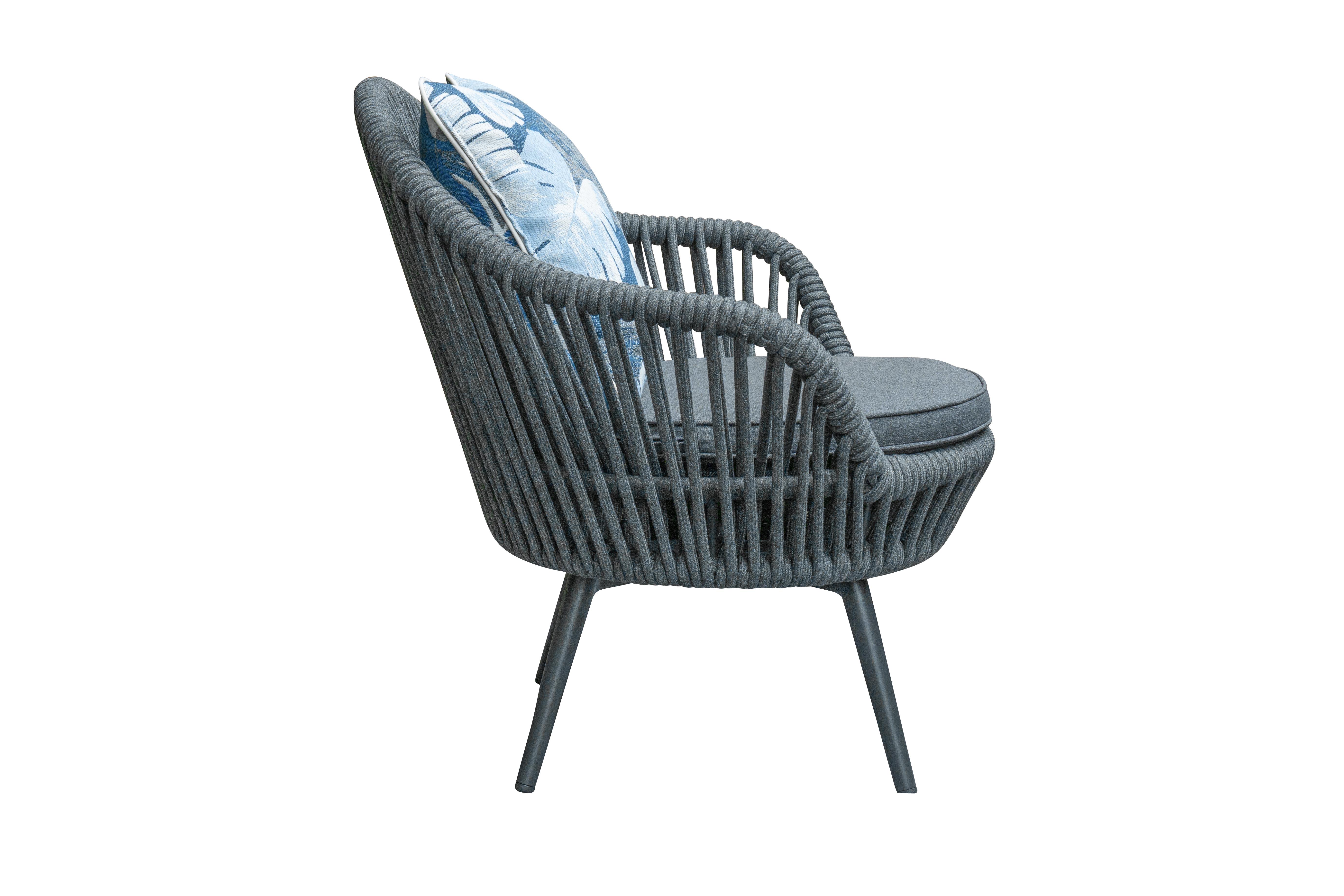 Drehsessel BARI in Schwarz L.C. Wholesaler Drehsessel BARI ca. B81,5 H83,5 T77,5 cm in Rope Farbe dunkelgrau, Moebel, Stuhl, Sessel