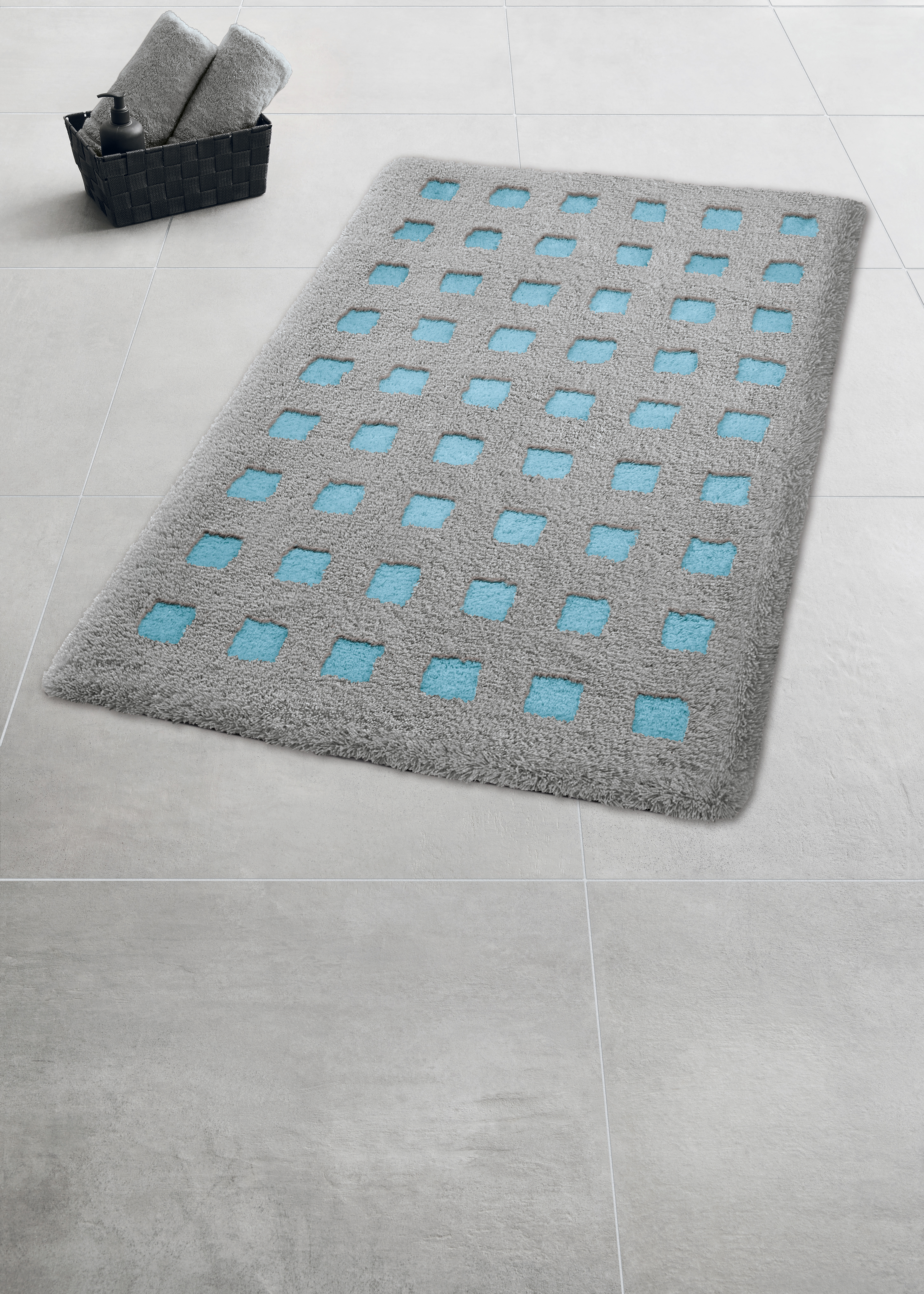 Kleine Wolke Badteppich BOXES ca. 60x90cm in Farbe Opal