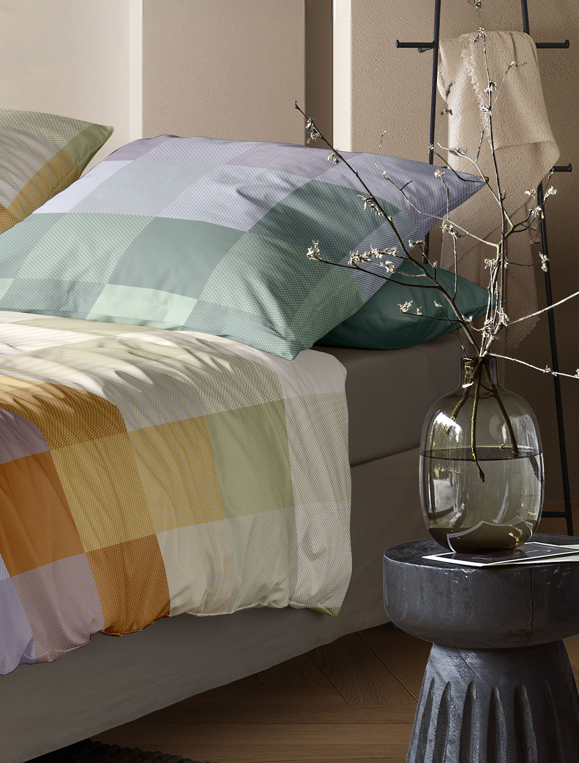 irisette Mako-Satin Bettwäsche WAVE in Farbe ca. 155x220cm, Kissen, Dekoration für Zuhause, Bett, Mobiliar, Kopfkissen