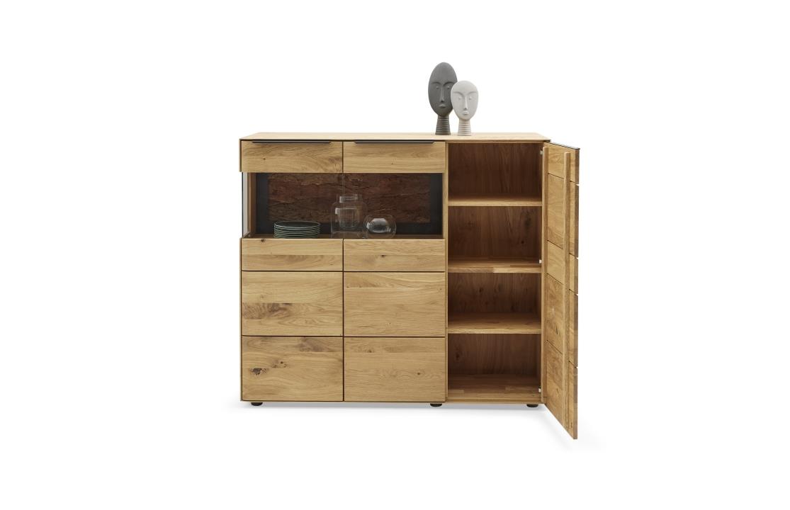 Musterring Highboard Puerto, ca. 137 x 120,3 x 39,5 cm in Asteiche geölt