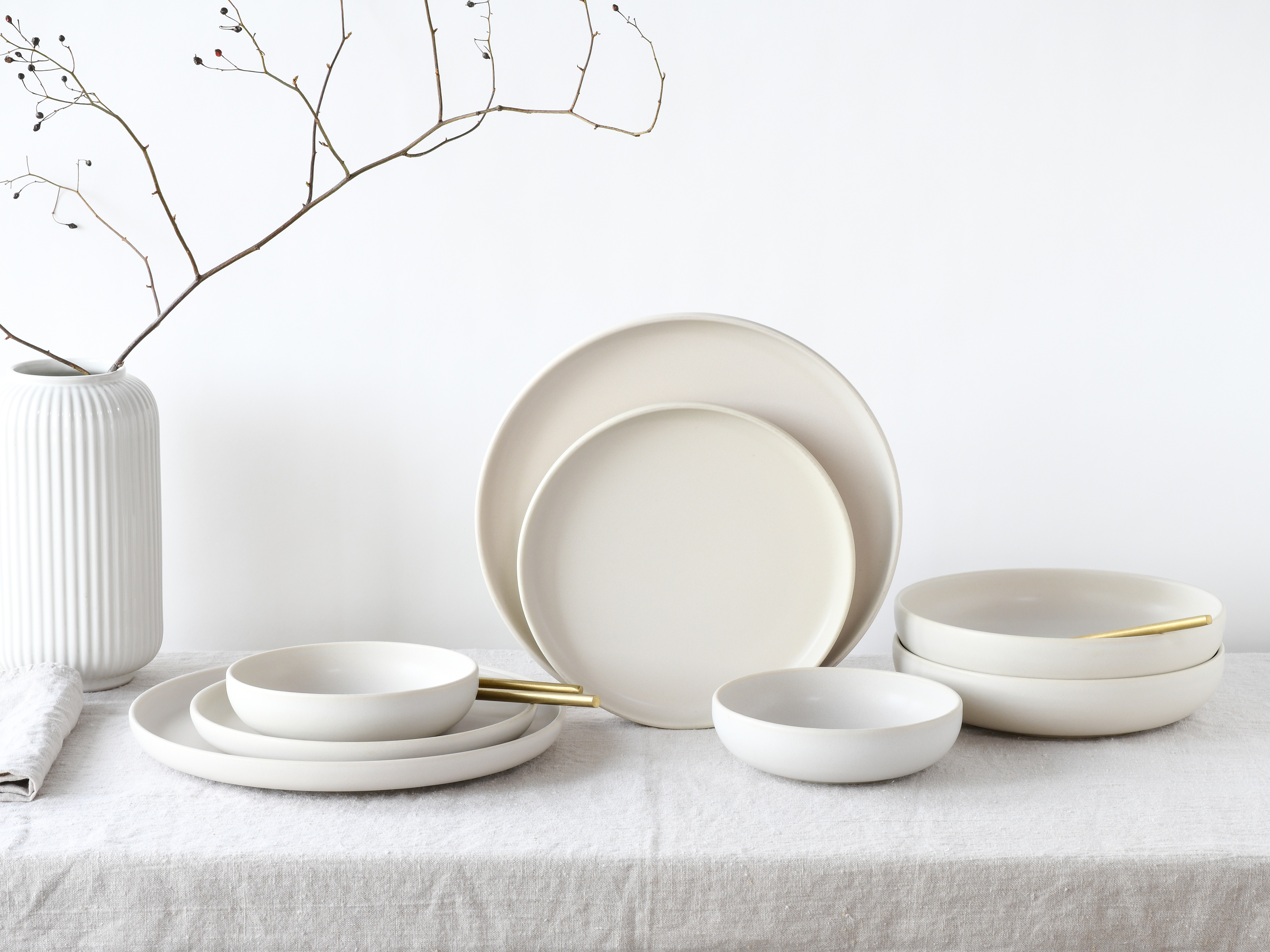 CreaTable Dessertteller Uno in Farbe Offwhite seidenmatt