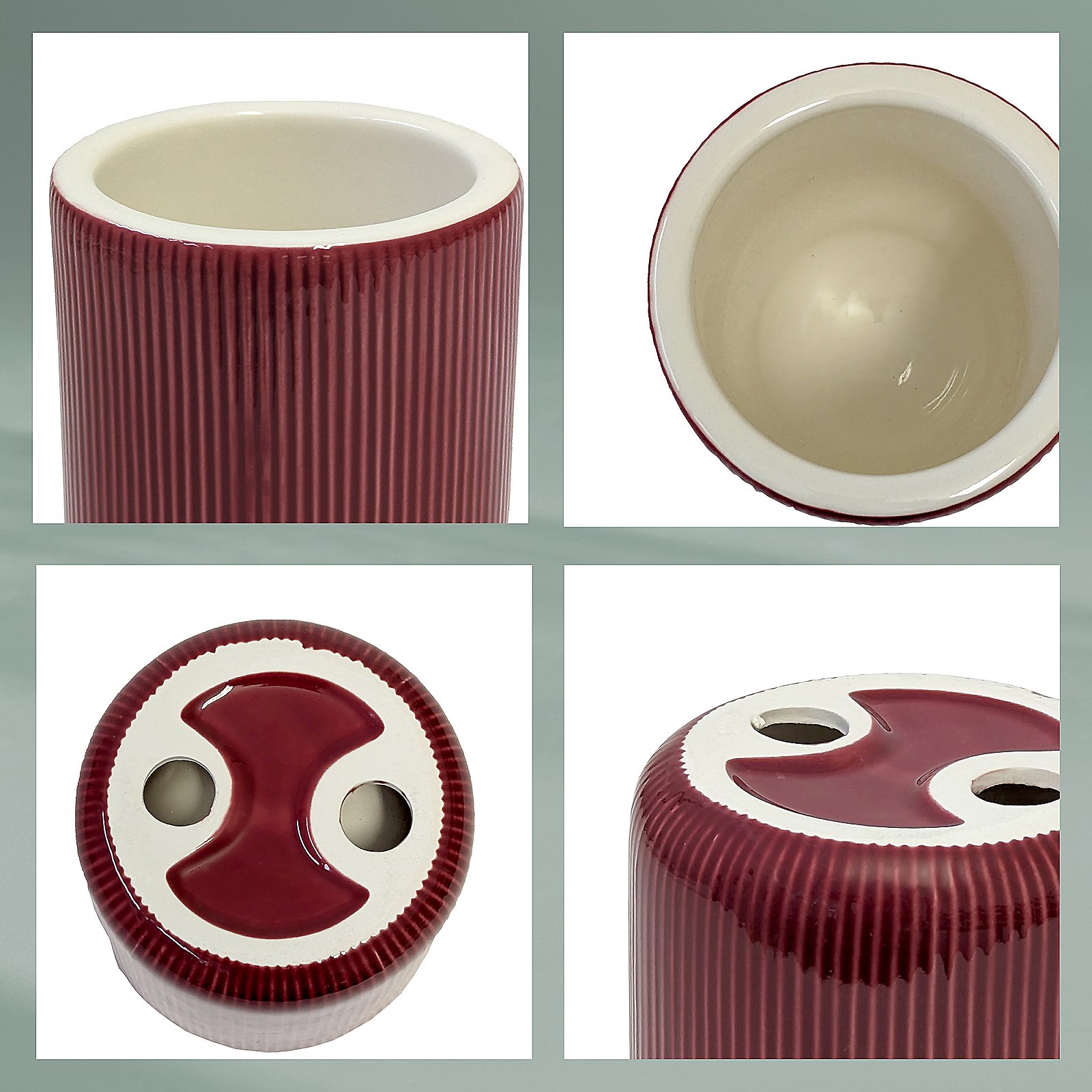 Kela  WC-Garnitur AVA in Farbe himbeerrot, Töpferei, Porzellan, Glas, Schüssel, Band